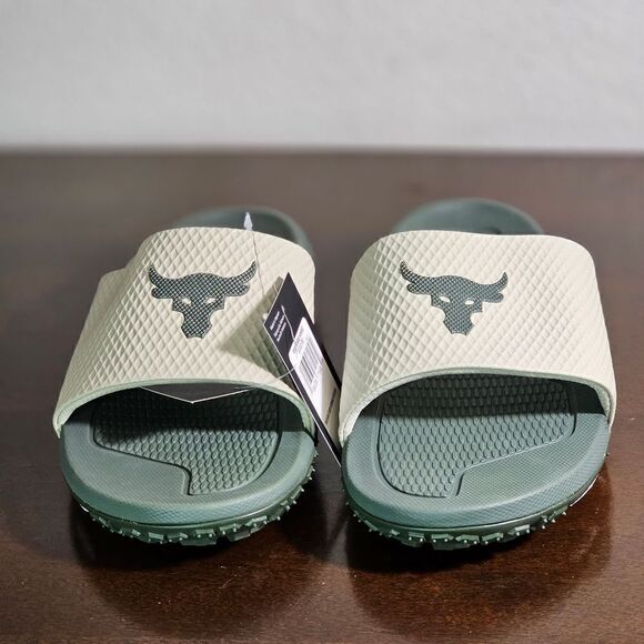 Under Armour UA Project Rock Slides 2.0 Military Green Grey Michelin Gripper 9.5 - Picture 4 of 16